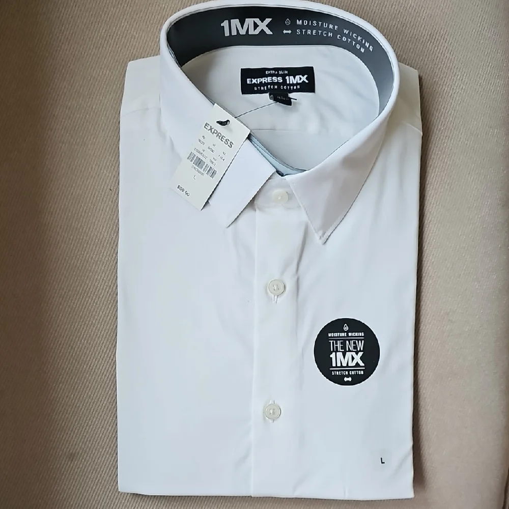 Express Men's Extra Slim White 1MX Dress Shirt - Picture 1 of 3
